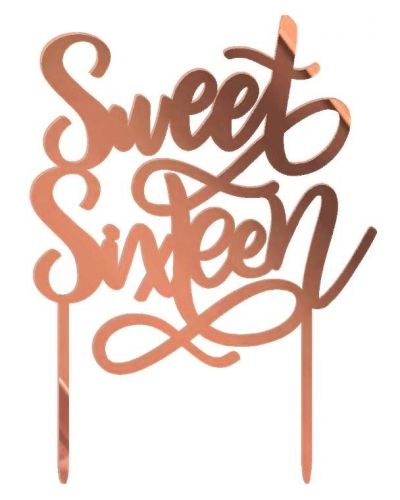 Elegant Sweet Sixteen Rose Gold Cake Topper