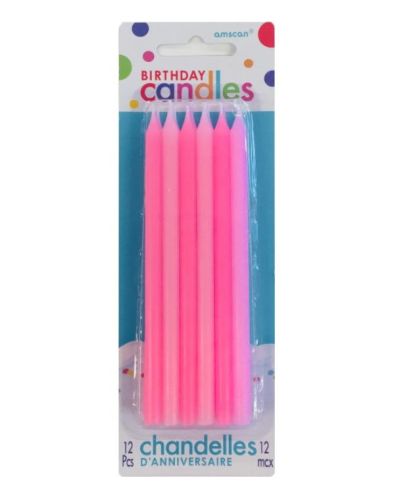 Tall Pink Candles 12pk