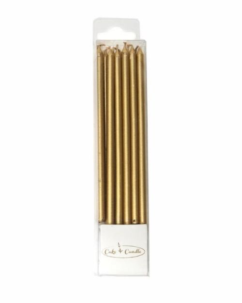 Gold Tall Candles – 12pk