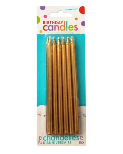 Tall Gold Candles 12pk