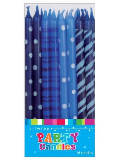 Tall Party Candles 16pk – Blues