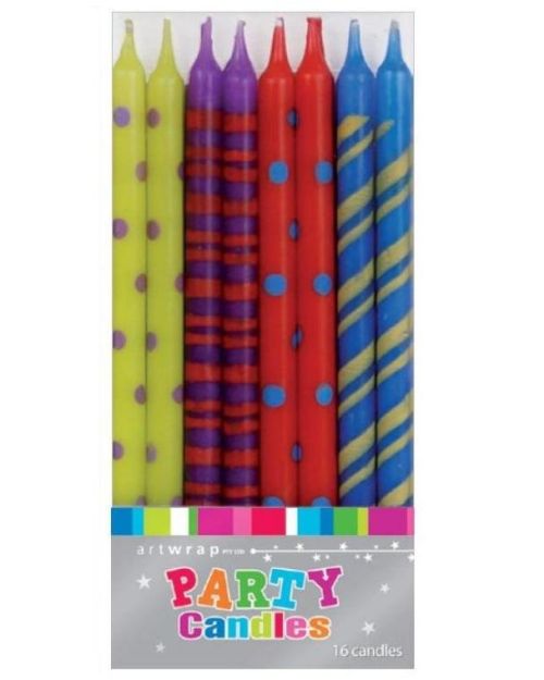 Tall Party Candles 16pk – Brights