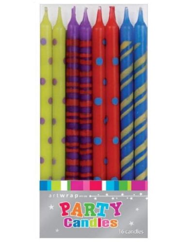 Tall Party Candles 16pk – Brights