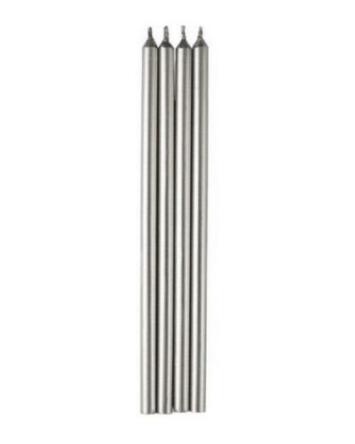 Tall Silver Candles 12pk