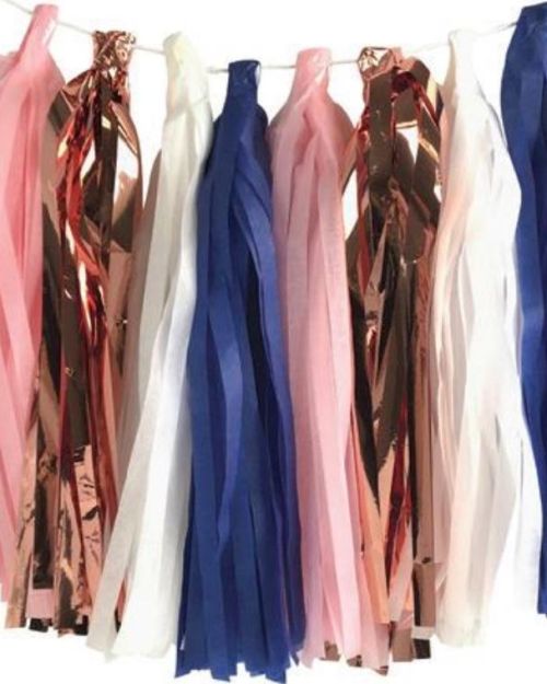Tassel Party Garland – Navy & Rose Gold