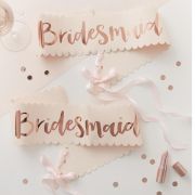 Team Bride Pink & Rose Bridesmaid Sashes 2pk