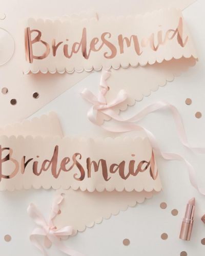 Team Bride Pink & Rose Bridesmaid Sashes 2pk