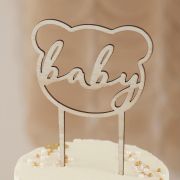 Teddy Bear Wooden Baby Shower Cake Topper