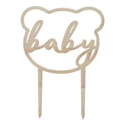 Teddy Bear Wooden Baby Shower Cake Topper
