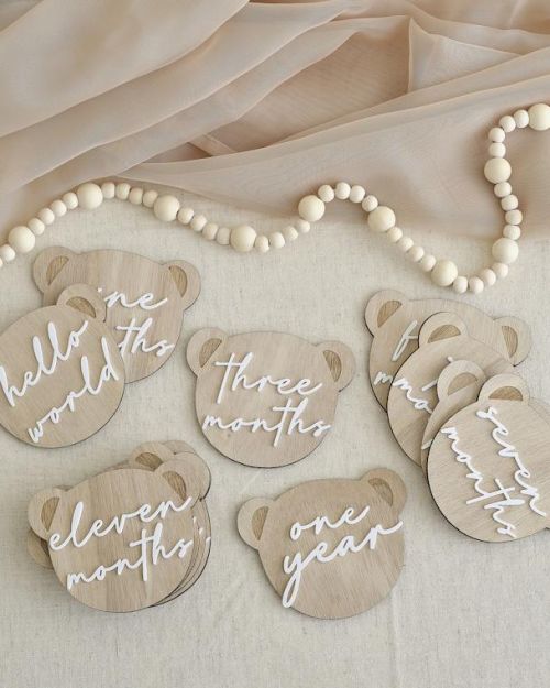 Teddy Bear Wooden Baby Milestone Signs