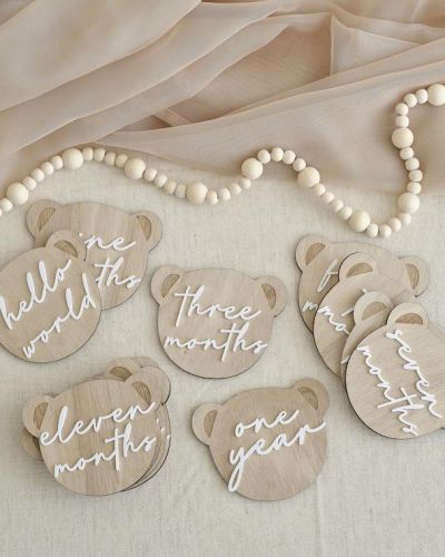 Teddy Bear Wooden Baby Milestone Signs
