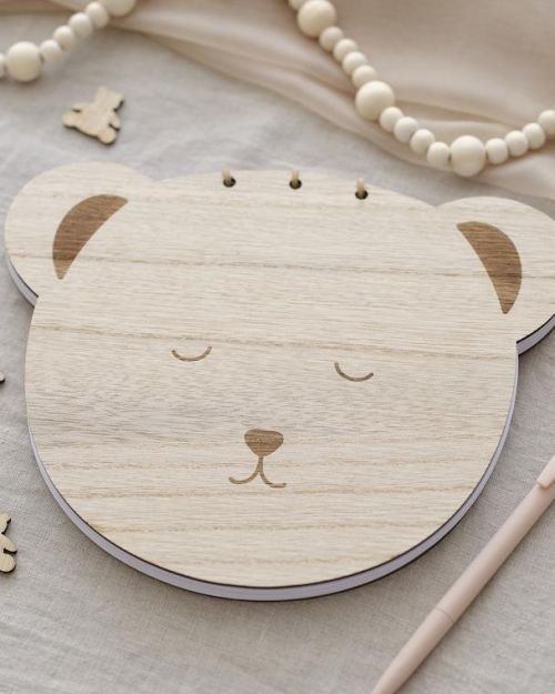 Teddy Bear Wooden Baby Shower Guest Book