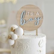 Teddy Bear Baby Boy Cake Topper