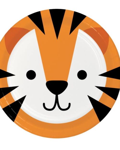 Animal Faces Tiger Lunch Plates 8pk