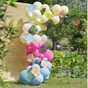 Tiki Tropics Balloon Arch with Flowers & Foliage