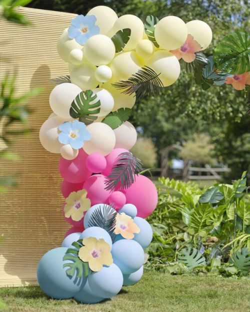 Tiki Tropics Balloon Arch with Flowers & Foliage