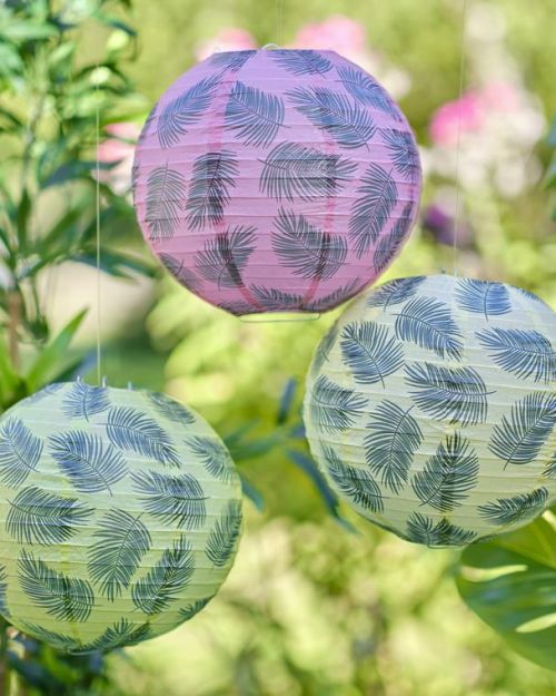 Tiki Tropics Palm Leaf Paper Lanterns 3pk