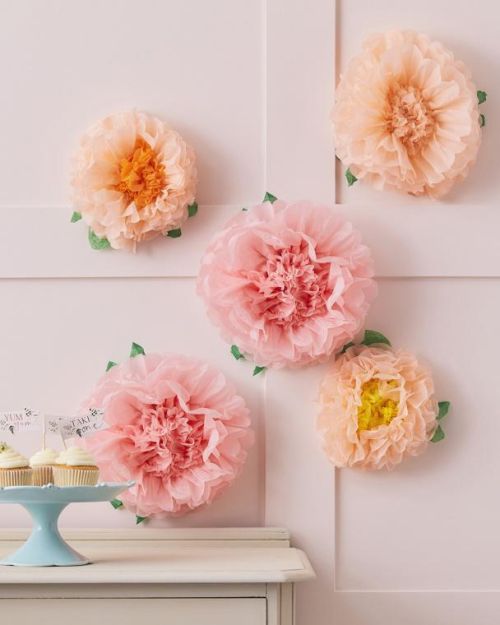 Tissue Pom Pom Flowers 5pk