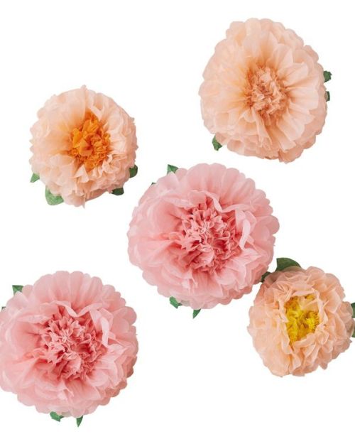 Tissue Pom Pom Flowers 5pk