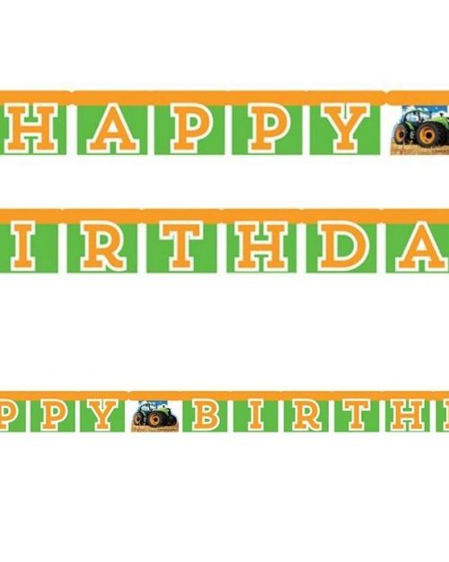 Tractor Time Happy Birthday Banner