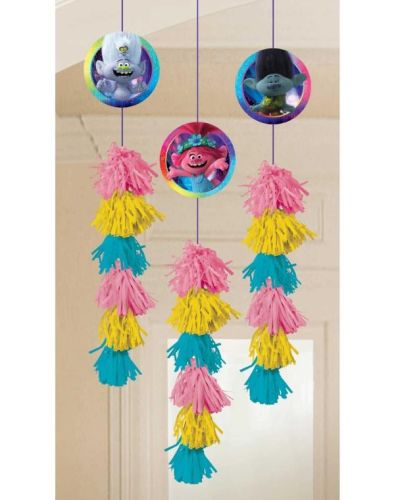 Trolls Hanging Tassel Decorations 3pk