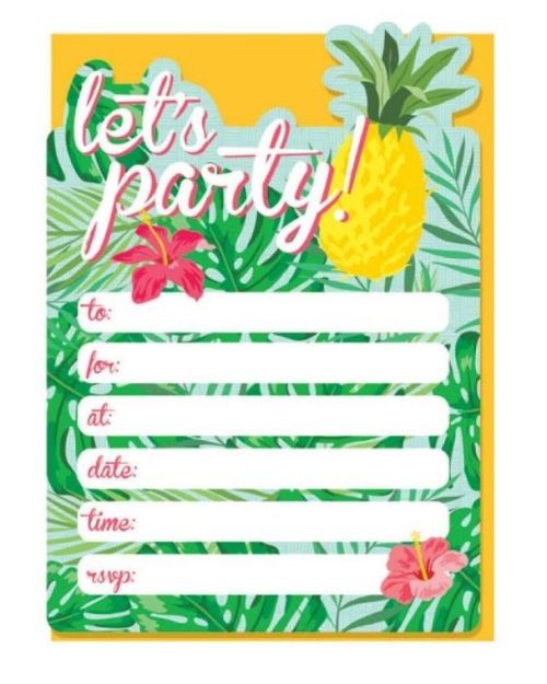 Tropical Party Invitations 16pk