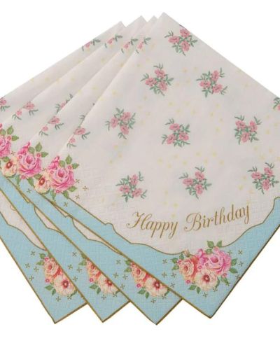 Truly Scrumptious Blue & Pink Floral Napkins 20pk