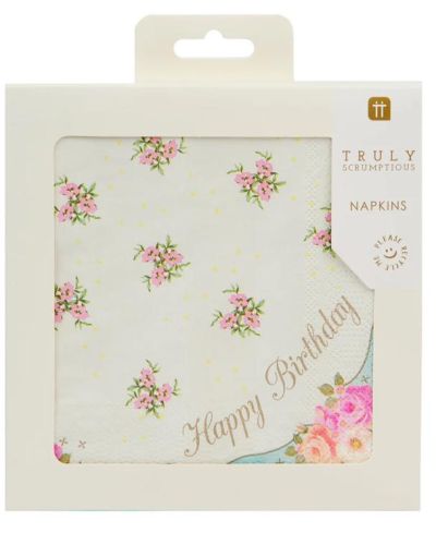 Truly Scrumptious Blue & Pink Floral Napkins 20pk