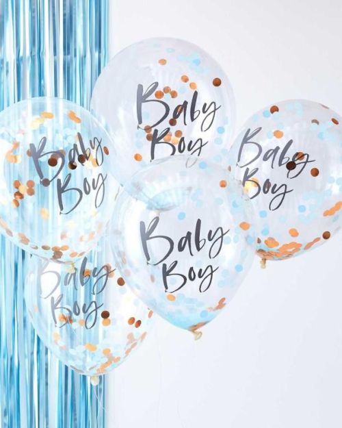 Twinkle Twinkle Baby Boy Confetti Balloons 5pk