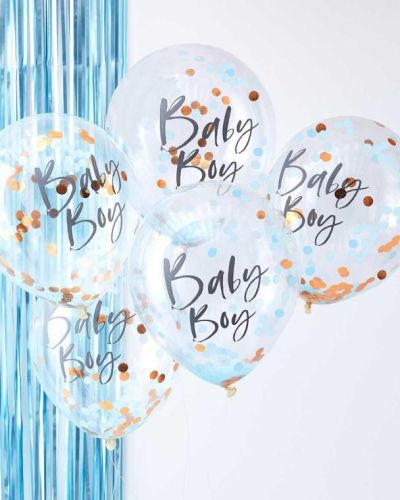Twinkle Twinkle Baby Boy Confetti Balloons 5pk