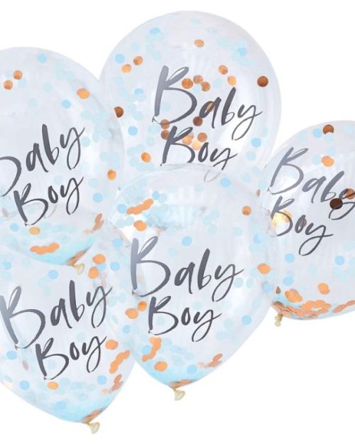 Twinkle Twinkle Baby Boy Confetti Balloons 5pk
