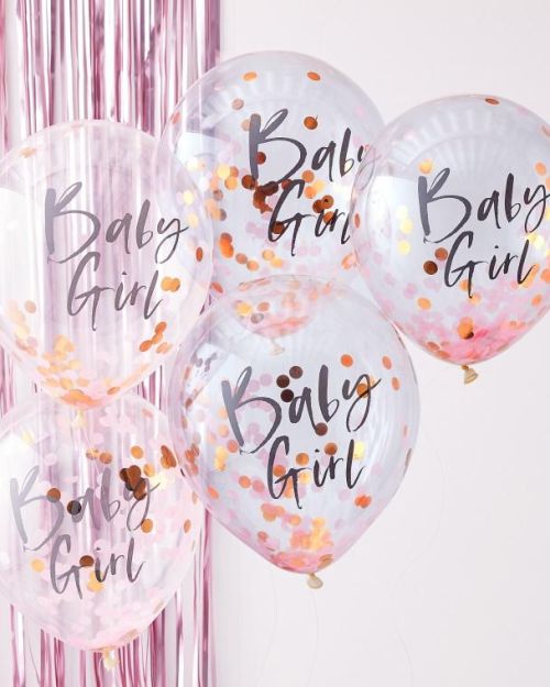 Twinkle Twinkle Baby Girl Confetti Balloons 5pk