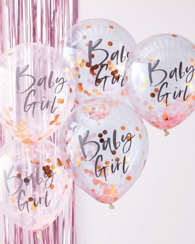 Twinkle Twinkle Baby Girl Confetti Balloons 5pk