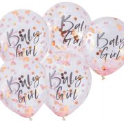 Twinkle Twinkle Baby Girl Confetti Balloons 5pk