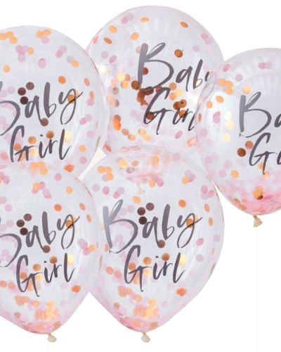 Twinkle Twinkle Baby Girl Confetti Balloons 5pk