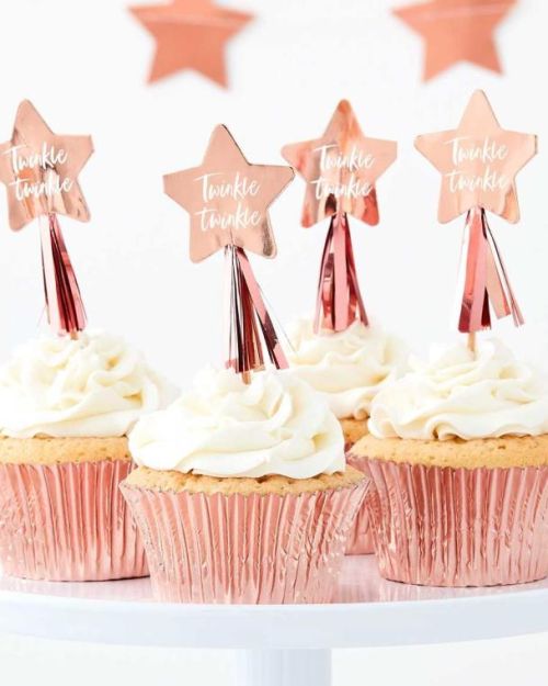 Twinkle Twinkle Rose Gold Cupcake Toppers 12pk