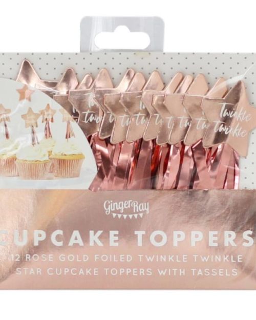 Twinkle Twinkle Rose Gold Cupcake Toppers 12pk