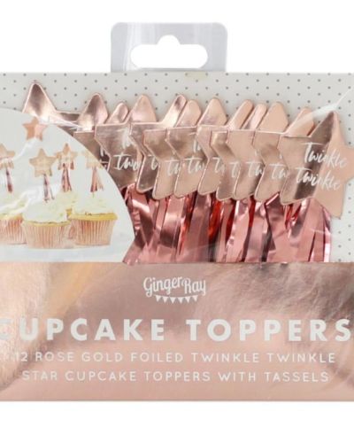 Twinkle Twinkle Rose Gold Cupcake Toppers 12pk