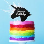 Unicorn Birthday Cake Topper Black