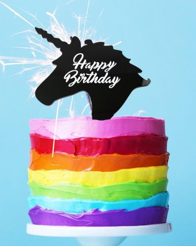 Unicorn Birthday Cake Topper Black