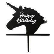 Unicorn Birthday Cake Topper Black