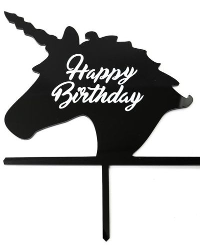 Unicorn Birthday Cake Topper Black