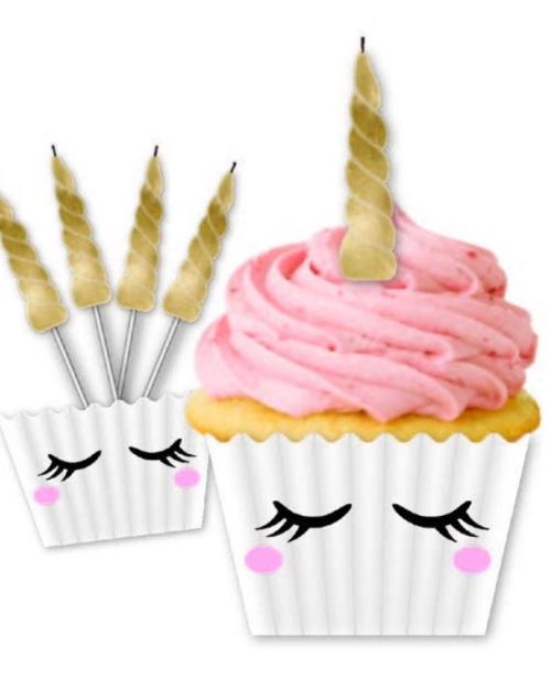 Unicorn Cupcake Cases & Candles Kit 5pk