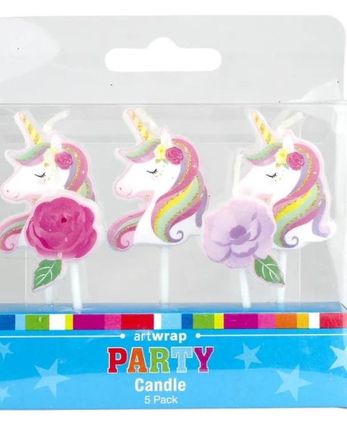 Floral Unicorn Candles 5pk