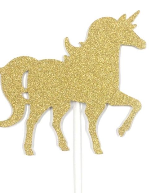 Gold Glitter Unicorn Cake Topper