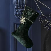 Velvet Luxe Embroidered Stocking with Charm
