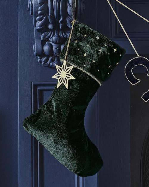 Velvet Luxe Embroidered Stocking with Charm