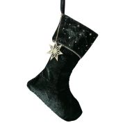 Velvet Luxe Embroidered Stocking with Charm