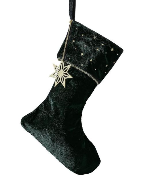 Velvet Luxe Embroidered Stocking with Charm