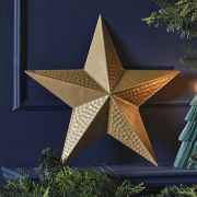 Gold Hammered Metal Star Christmas Decoration